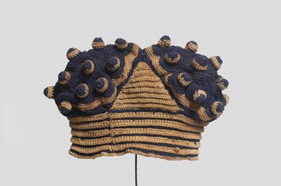 バミレケ族 イボイボでシマシマの帽子 o_133