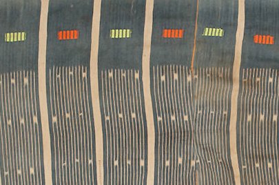 バウレ族 インディゴとストライプの古布 o_122