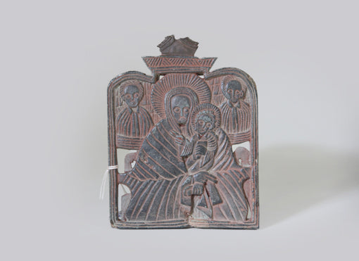 エチオピアの古い石彫りイコン o_026