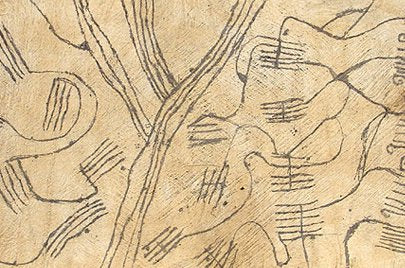 ムブティ族　特徴のある文様のタパ　o_030