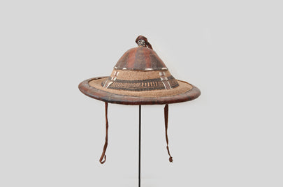 ドゴン族　天然素材の編み込み帽子　o_053