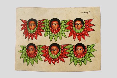 エチオピア 天使の描かれた皮布　o_064