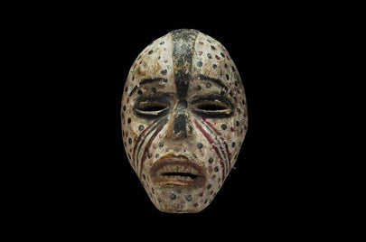 Woyo族 呪術的なペイントを施されたマスク m_072