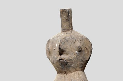 ロビ族　呪術師が作ったモヒカンヘアーの木像　f_064