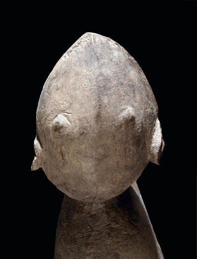 ロビ族　上を見ている動物の木像　f_026