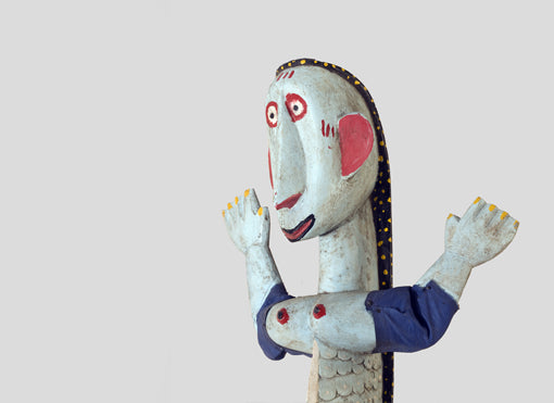 バマナ族　手の込んだ奇妙な人魚のオブジェ　o_060