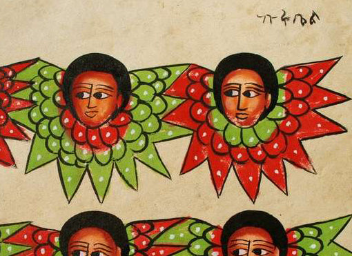 エチオピア 天使の描かれた皮布　o_064